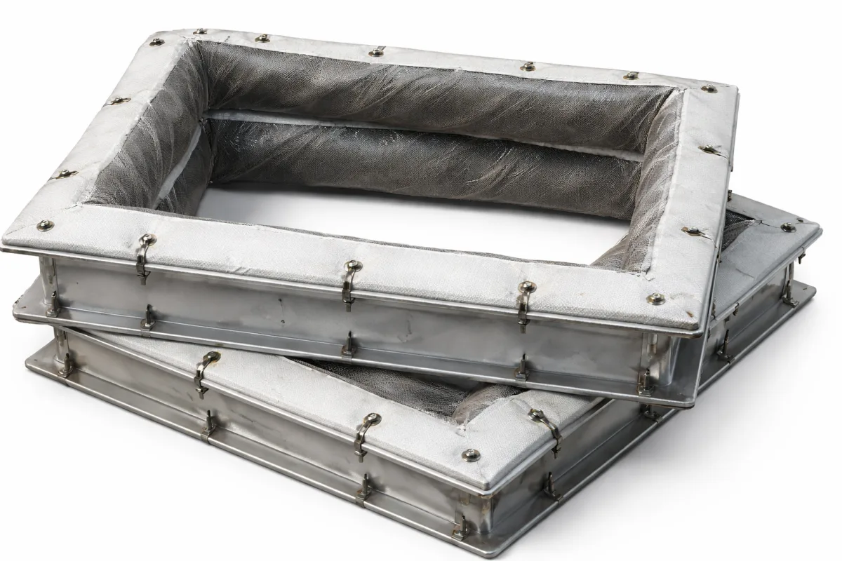Clamp bar attachment detail on a fabric expansion joint
