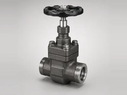 Compact forged-steel gate valve with socket-weld ends, bolted bonnet and handwheel